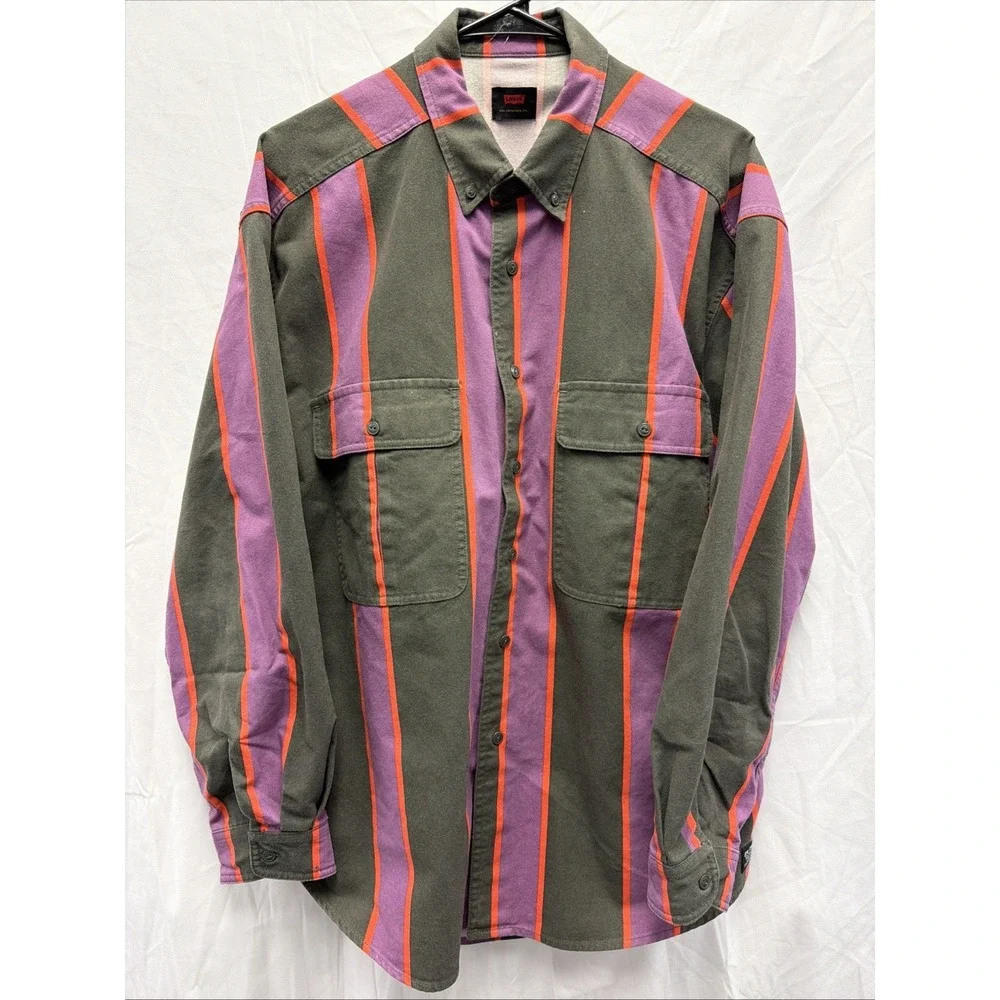 Levi's‎ Shirt Men's Medium Striped Two Horse Brand Button Down Pocket Vintage